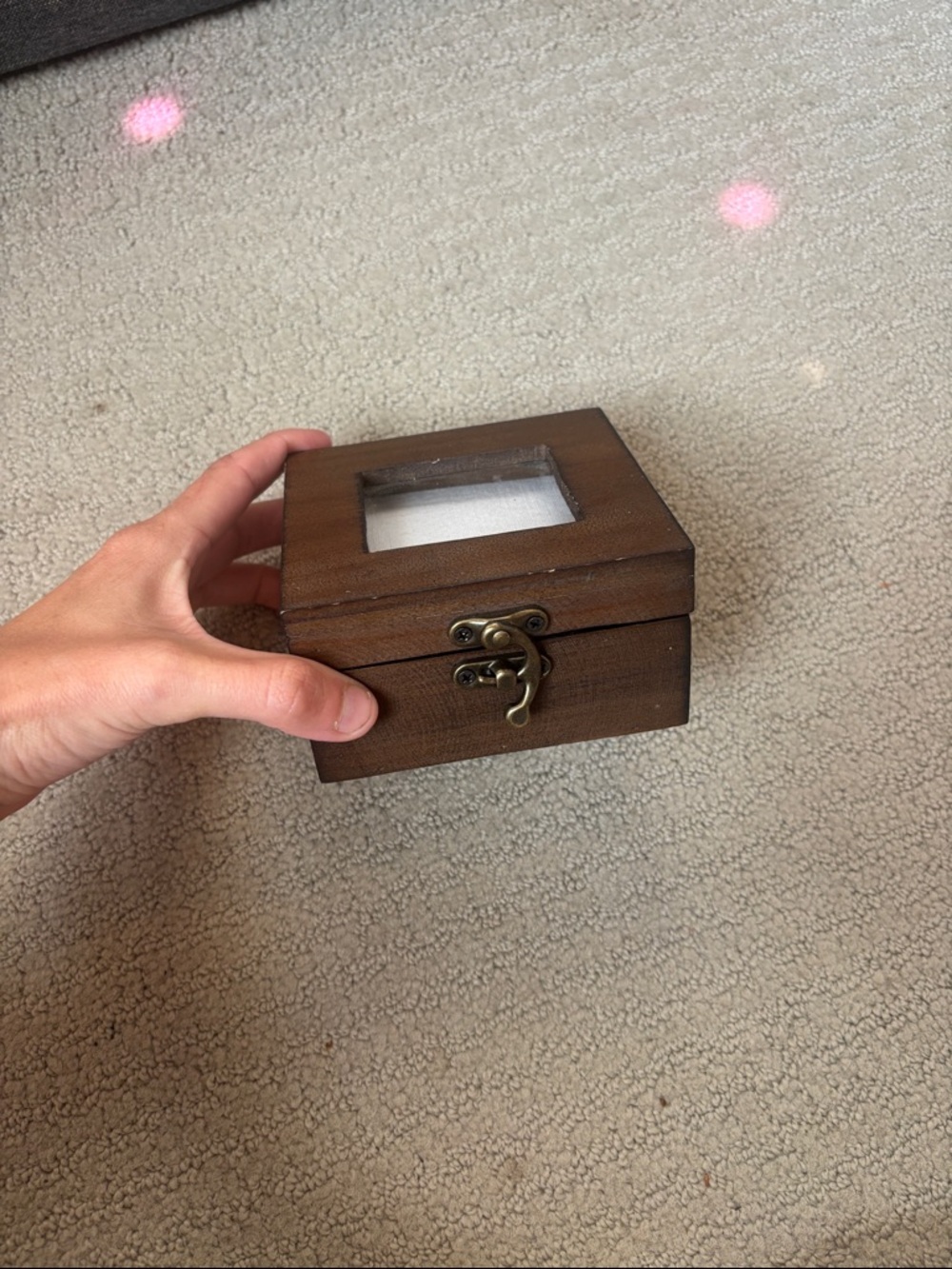 Wooden Jewelry Keepsake Box with Brass Latch - Brown